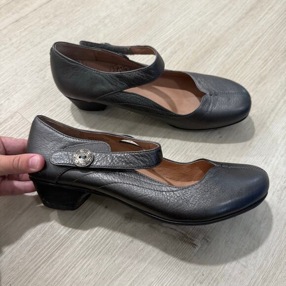 Taos Women's Samba 2 Mary Jane Heels Pewter Grey Leather Pumps Size 9 40 - Picture 1 of 8